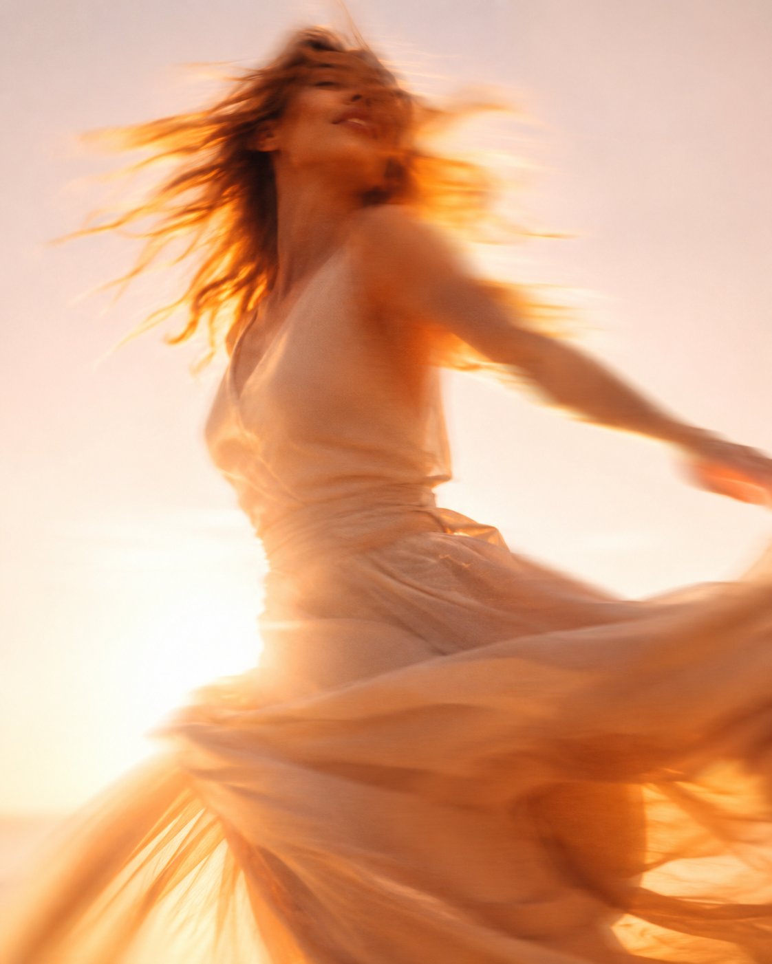 Woman moving freely in the sunlight