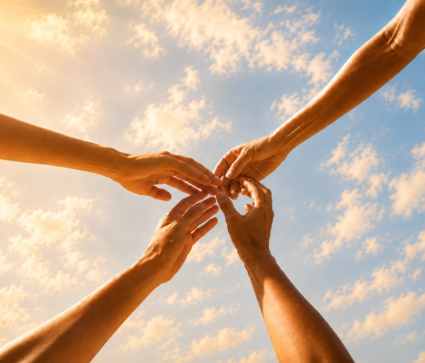 Hands reaching toward one another